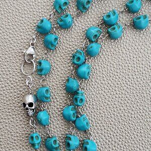 MINI SKULL TURQUOISE COLOR  NECKLACE--42"